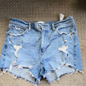 Abercrombie & Fitch Light Wash Ripped Jean Shorts